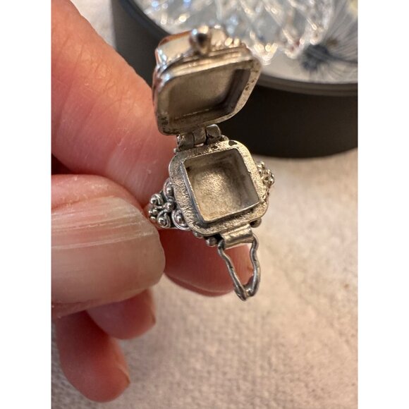Amber Bali Sterling Silver Hinged Poison Ring Size 8 New Gift - Picture 9 of 14